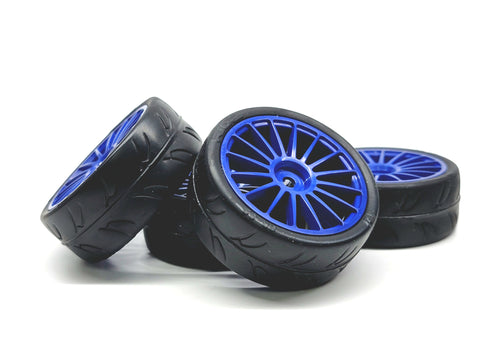 RIDE 24mm Treaded tires set Pre Glued on 16 Spoke Blue Wheels 26071BL FWD Spec Class/USGT