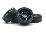 RIDE 24mm Treaded tires set Pre Glued on 16 Spoke Black Wheels 26071BK FWD Spec Class/USGT