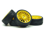RIDE 24mm Treaded tires set Pre Glued on 16 Spoke Yellow Wheels 26071Y FWD Spec Class/USGT