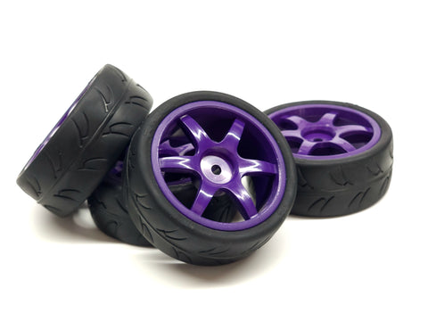 RIDE 24mm Treaded tires set Pre Glued on 6 Spoke Purple Wheels 26061P FWD Spec Class/USGT