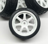 RIDE USA 26091W 26mm Wide Radial Tires Pre glued on 7 Spoke White Wheels