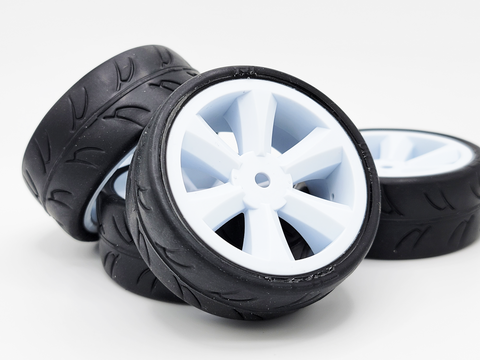 Gravity RC USGT Pre Glued Tires (GT Wheel, White) (4)